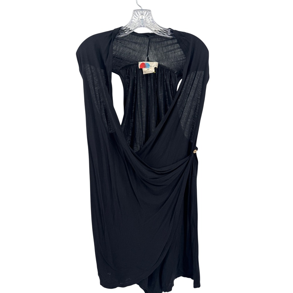 Free People FP Beach Romper‎ Womens Small Black Wrap Draped Sleeveless Summer Bo
